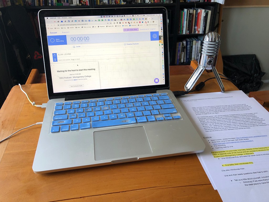 Podcast recording setup representing AI background noise removal