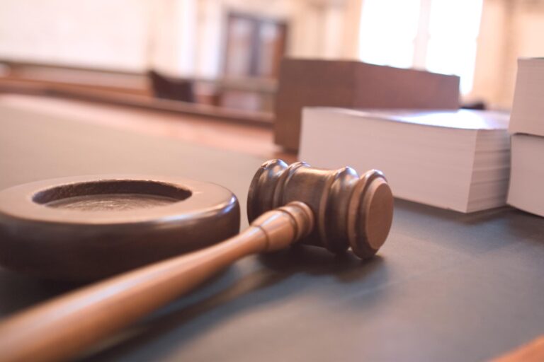 Courtroom gavel on a bench, representing an expert witness using ChatGPT in court